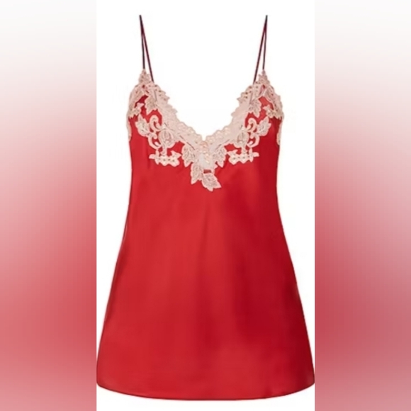 La Perla Maison luxury Silk Camisole Passion Red & Cream Lace Size 4 / Large - Picture 1 of 16